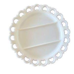 Milk Glass Plate Divided Serving Platter